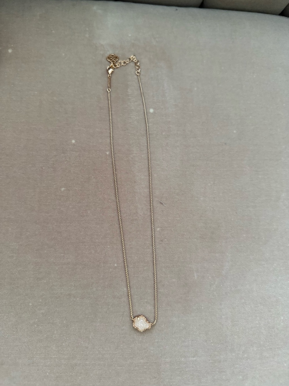 Kendra Scott Gold Necklace with White Druzy Pendant